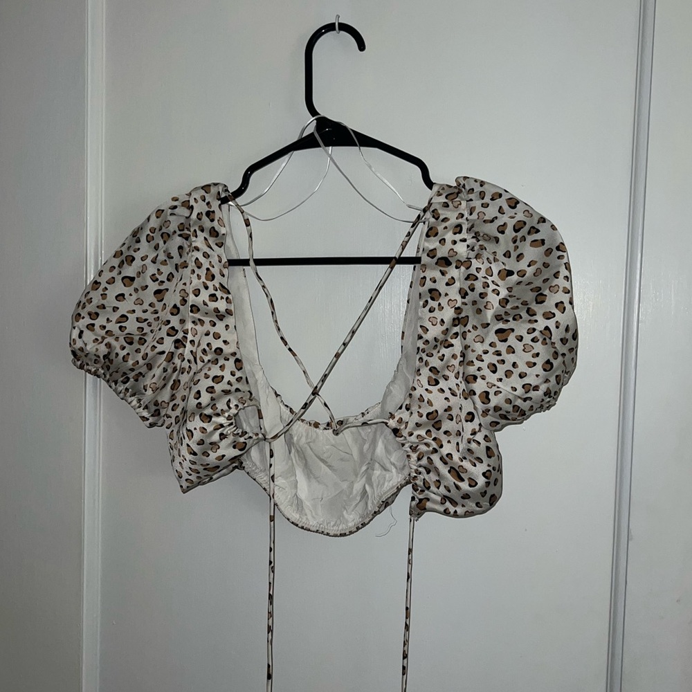 Princess Polly Lace-Up Cheetah Print Top - Picture 3 of 4